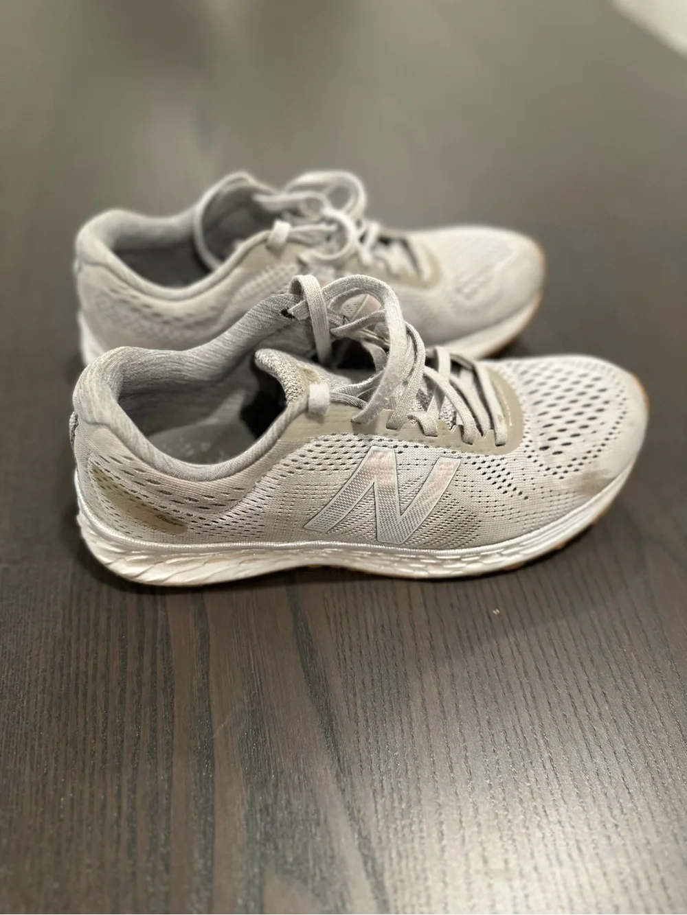 New Balance Light Grey Mesh Running Shoes